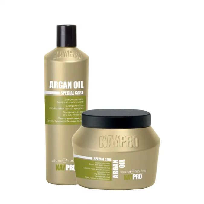 KayPro Argan Oil lahjapakkaus kuiville ja elottomille hiuksille 350+500ml