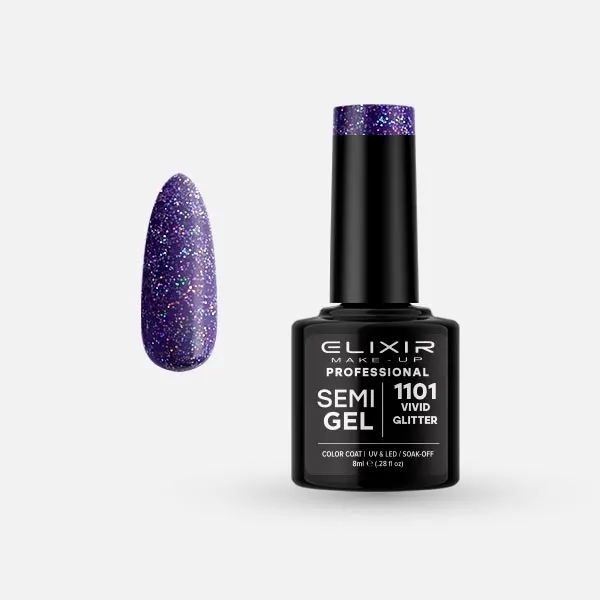 Semi Gel -  #1101 (Vivid Glitter) 8 ml