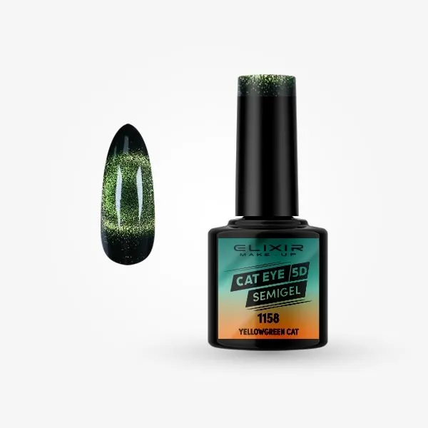 Semi Gel Cat Eye 5D-  #1158 (Yellowgreen Cat) 8 ml