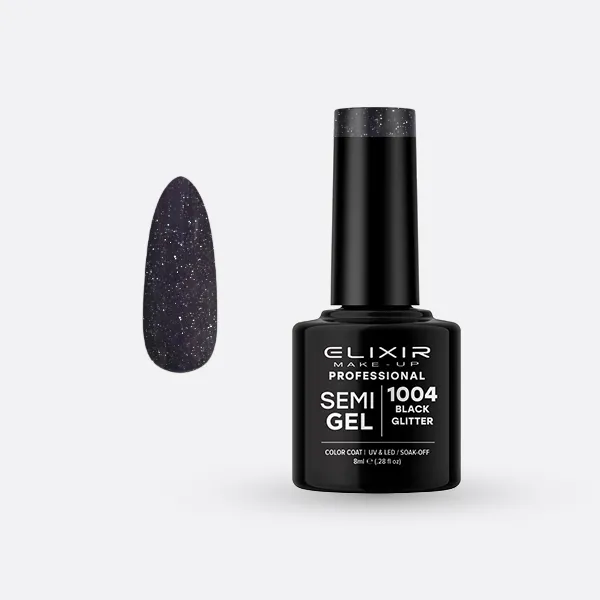 Semi Gel-#1004 (Black Glitter) 8 ml