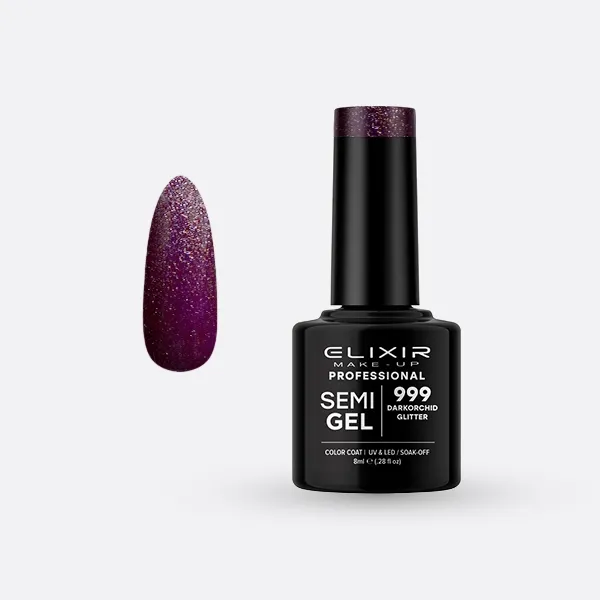 Semi Gel #999 (Darkorchid Glitter) 8 ml