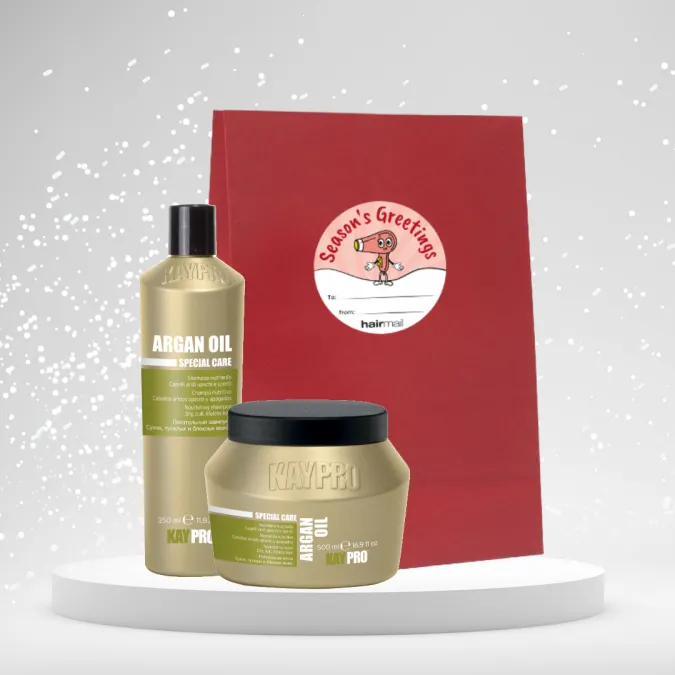KayPro Argan Oil lahjapakkaus kuiville ja elottomille hiuksille 350+500ml