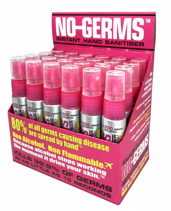 No-Germs käsidesinfiointisuihke 24x25ml teline